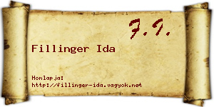 Fillinger Ida névjegykártya